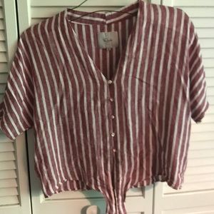 Front tie stripe top